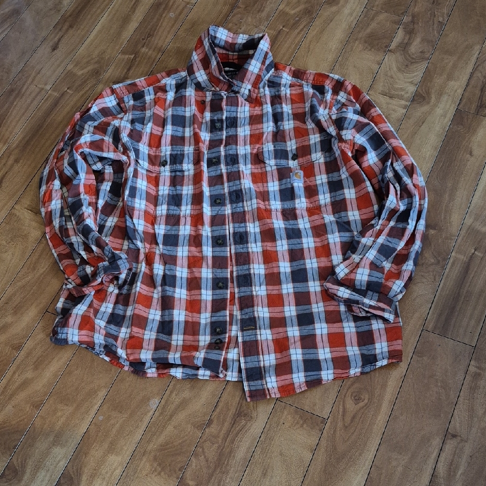 Carhartt Men's orange Plaid Shirt